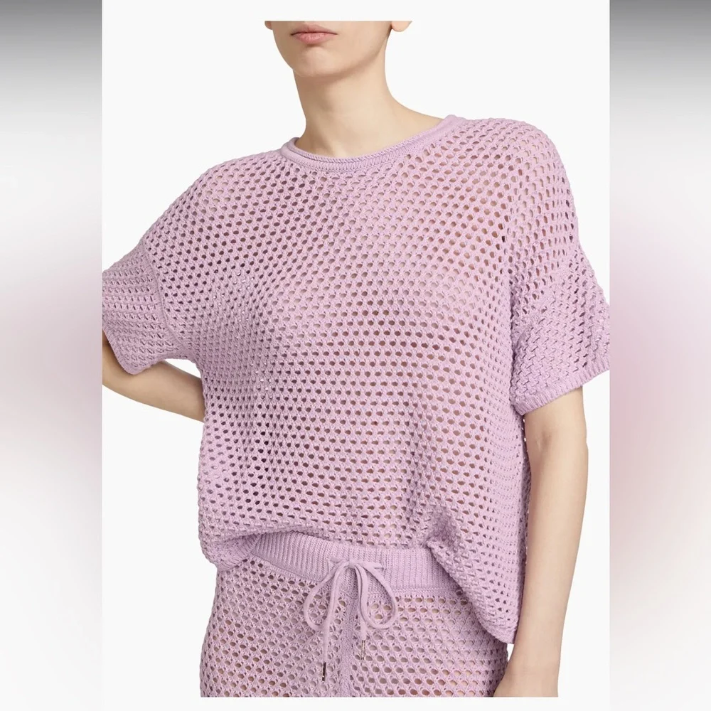 Stellae Dux Boxy Crocheted Lavender Mesh Lounge Set - Picture 5 of 6